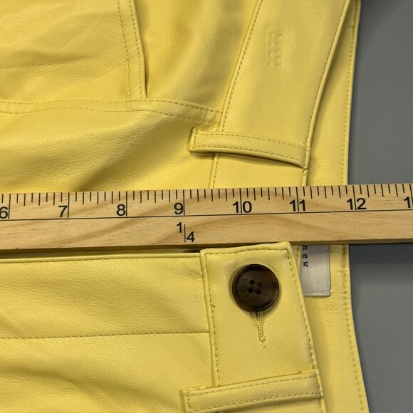 a new day Womens Faux Leather Pants Size 2 Yellow High Rise Pockets Tapered Leg - Picture 8 of 9